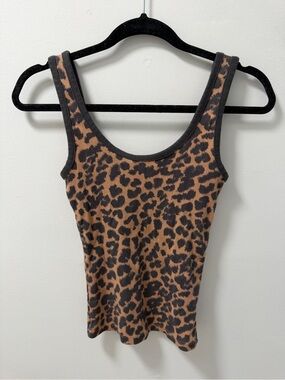 Aerie Leopard Print Scoop Neck Tank Top - Brown/Black